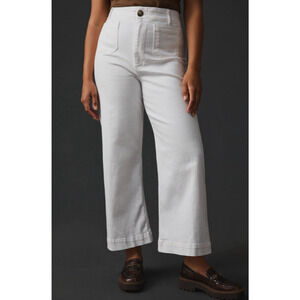 Maeve x Anthropologie The COLETTE 33P White Crop Wide-Leg High Rise Jeans